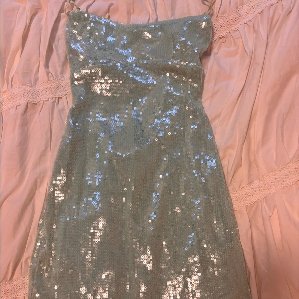 Sequin Dress in Light tiffany Blue